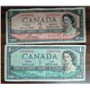 Image 1 : (2) 1954 Canadian Bills (1) 2 Dollar 3475862 and (1) 1 Dollar 5603582