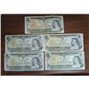 Image 1 : (5) 1 Dollar Canadian Bills (1973) (2) in Sequence Order (BCT9488993 and BCT948994)