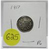 1917 canadian silver 10 cents coin- VG