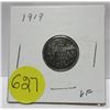 1919 canadian silver 10 cents coin- VF