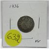 Image 1 : 1936 canadian silver 10 cents coin- VG