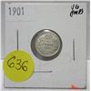 Image 1 : 1901 canadian silver 5 cents coin- VG