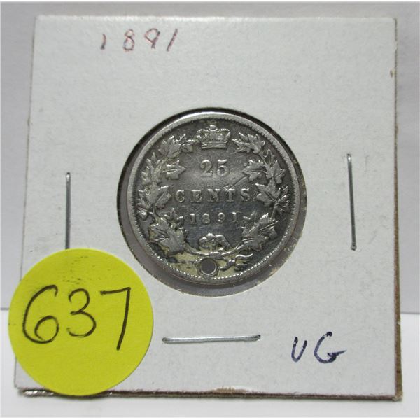 1891 canadian silver quarter