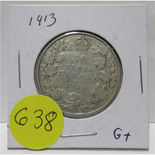 1913 canadian silver half-dollar