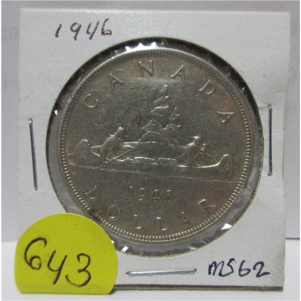 1946 canadian $1 silver coin (MS-62)