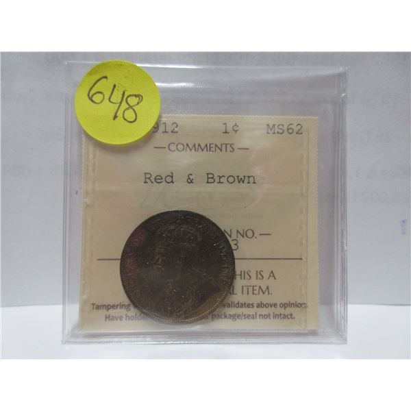 1912 ICCS canadian MS-62 red & brown