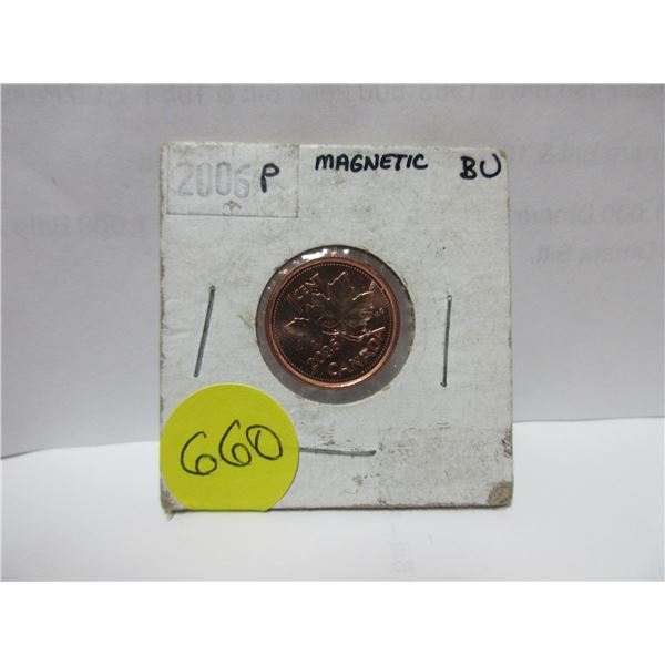 2006P canadian 1 cent coin- magnetic BU