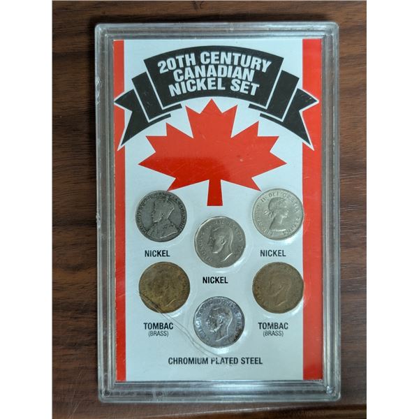 20th Century Canadian Nickle Set (Chromium Plated Steel, Brass) 1942-1946)