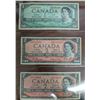 Image 1 : (3) Canadian 1954 Bills (1) 1 Dollar Bill 6528909 (2) 2 Dollar Bills 8780259 and 5118639