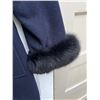 Image 2 : Wool dark navy long coat Size L- real fur trim