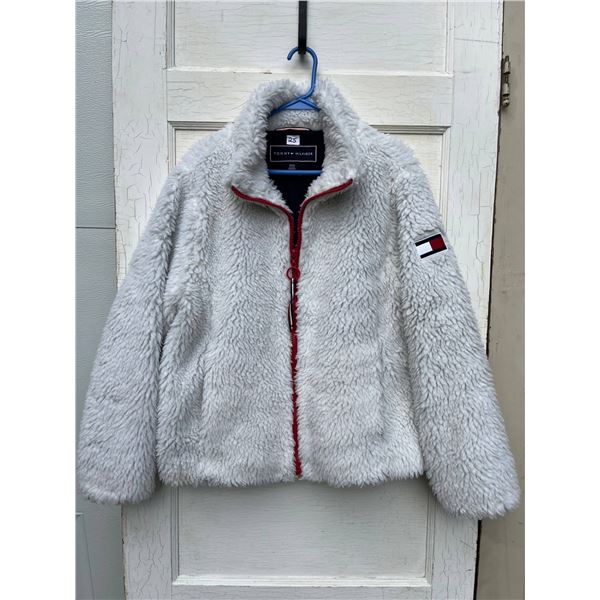 Tommy hilfiger plush white jacket size L- new condition