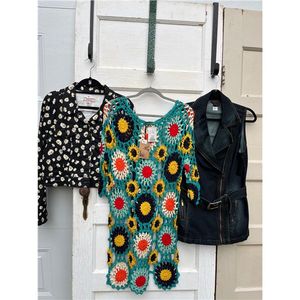 Guess jean daisy jacket and crocheted katsumi tunic Sizes L
