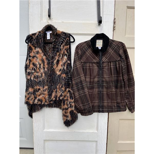 Relativity plaid jacket and cleo mohair like vest- Size XL