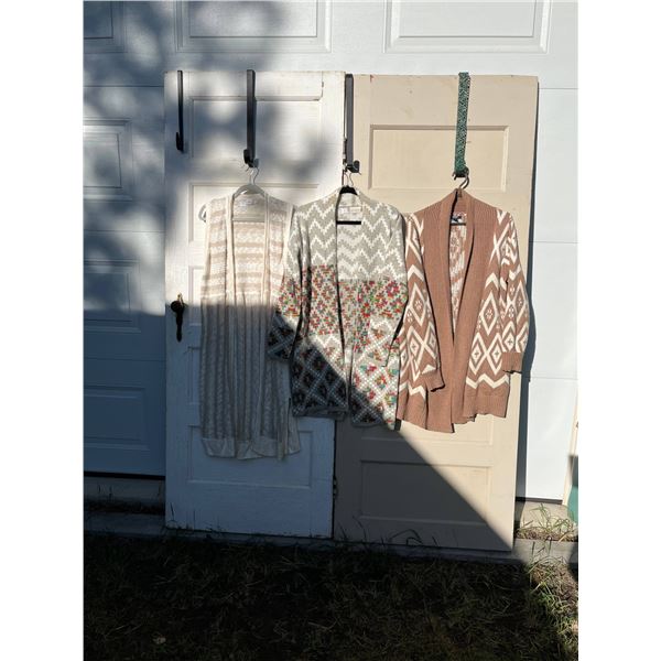 2 long cardigans and long knit vest- by gap and old navy- size M/L