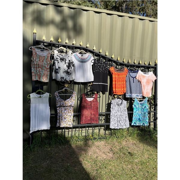 12 sleeveless and short sleeve tops- size 12- good condition