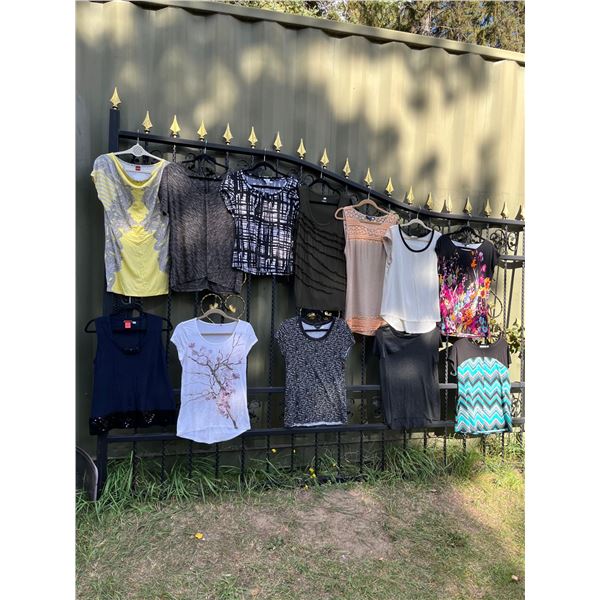 12 sleeveless and short sleeve tops- size 12- good condition