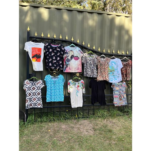 12 sleeveless and short sleeve tops- size 12- good condition