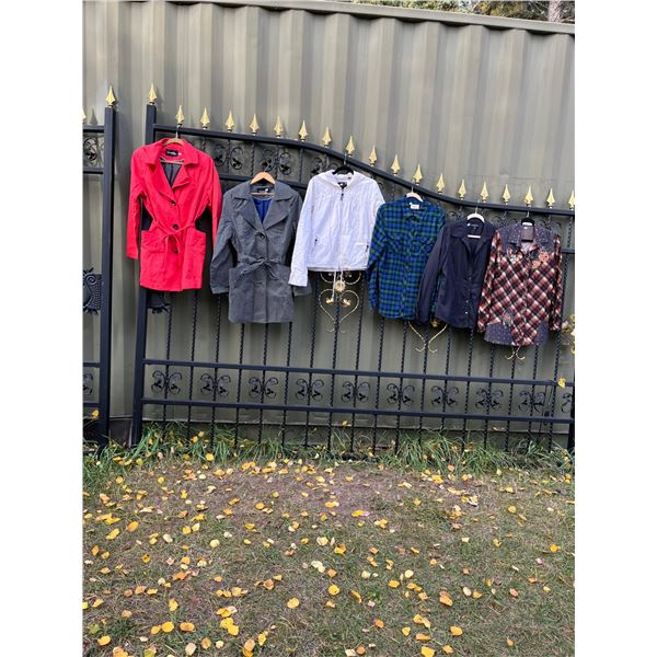 2 trench coats, 2 jackets, 2 blouses- sizes XL