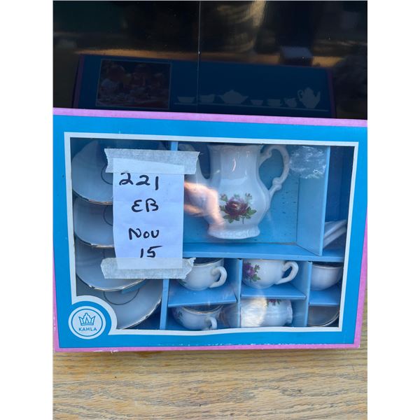 Vintage childs porcelain tea set in original box