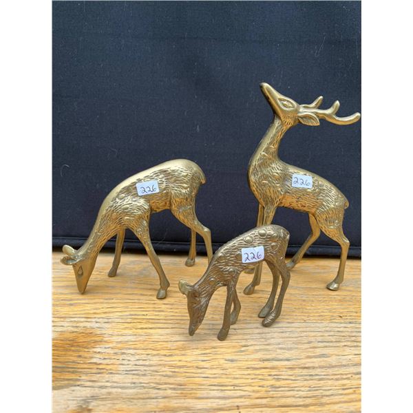 3 piece brass deer family