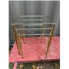 Image 2 : 3 metal and glass nesting tables- 15"W to 19"W and 14"H to 19"H