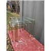 Image 3 : 3 metal and glass nesting tables- 15"W to 19"W and 14"H to 19"H