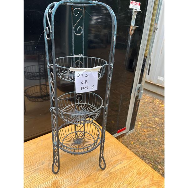 3 tier metal baskets- 9" by 26.5"H