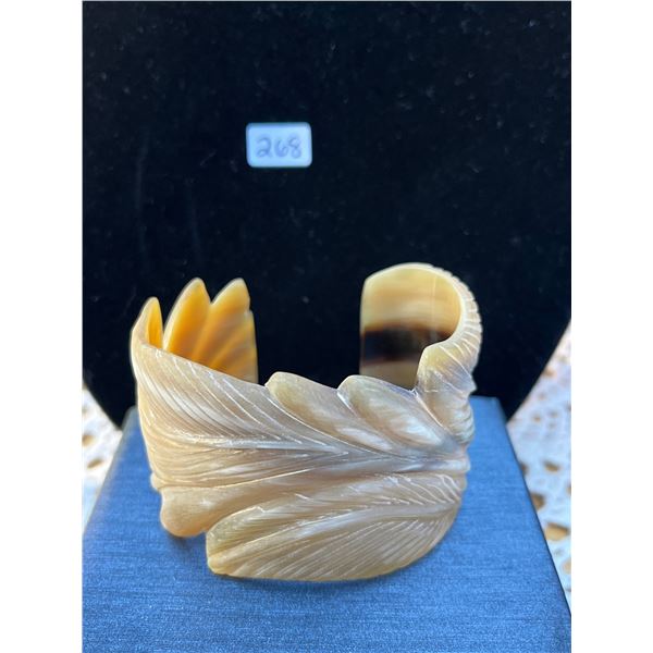 Carved horn bracelet cuff