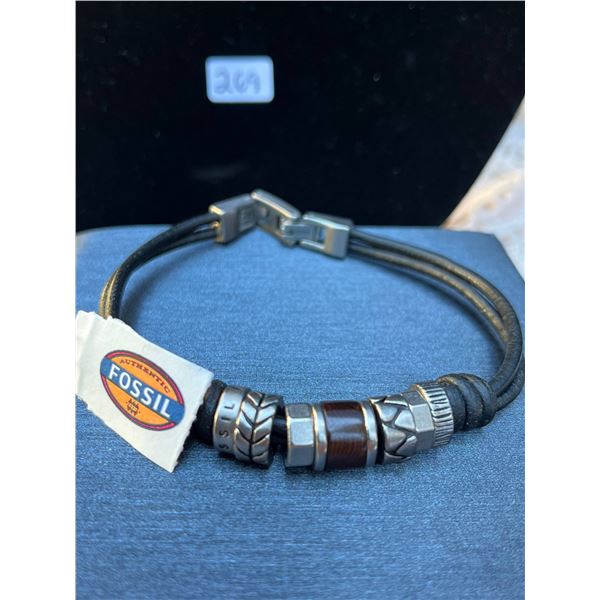 New fossil leather and metal bracelet