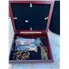 Image 2 : wood jewelry box with contents