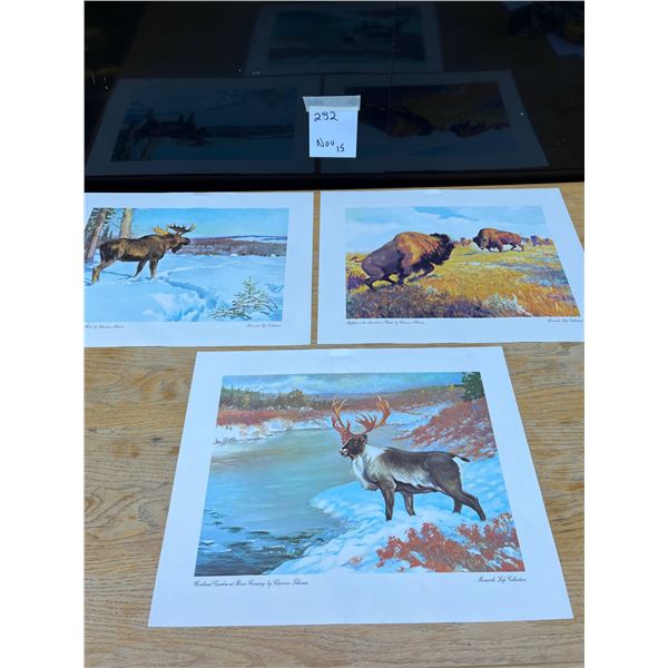 3 monarch life collection prints- moose, buffalo, carabou