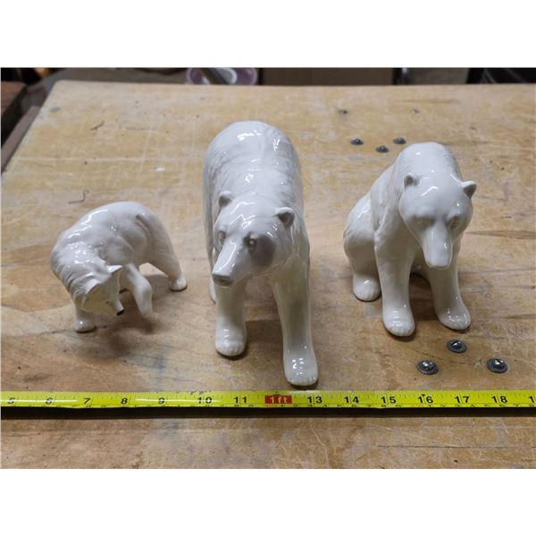 3 porcelain bear statues