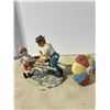 Image 1 : Man and Girl with Ice cream cart w/ umbrella 8" x 11" Tall ceramic