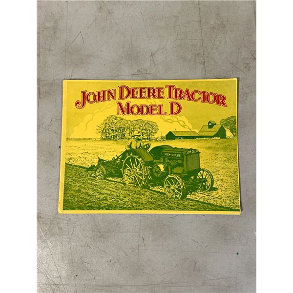 John Deere tractor model "D" booklet