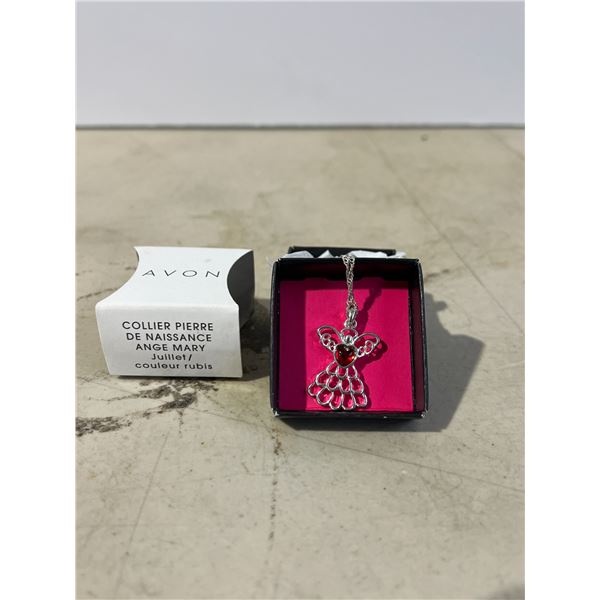 Mary Birth Store Angel Necklace ruby color in box