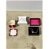 Love ribbon breast cancer awareness, pearl earrings set both in box