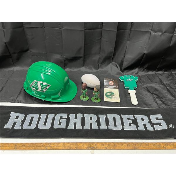 Saskatchwan Rough Riders Collectibles , Bubble  Heads, Hard Helmet, Clapper, Mini Foot Ball