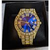 Image 1 : New mens quarts "sparkling crystal" wrist watch - gold coloured