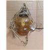Image 1 : amber MCM crackle glass swag lamp - works, new switch
