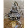 Image 2 : amber MCM crackle glass swag lamp - works, new switch