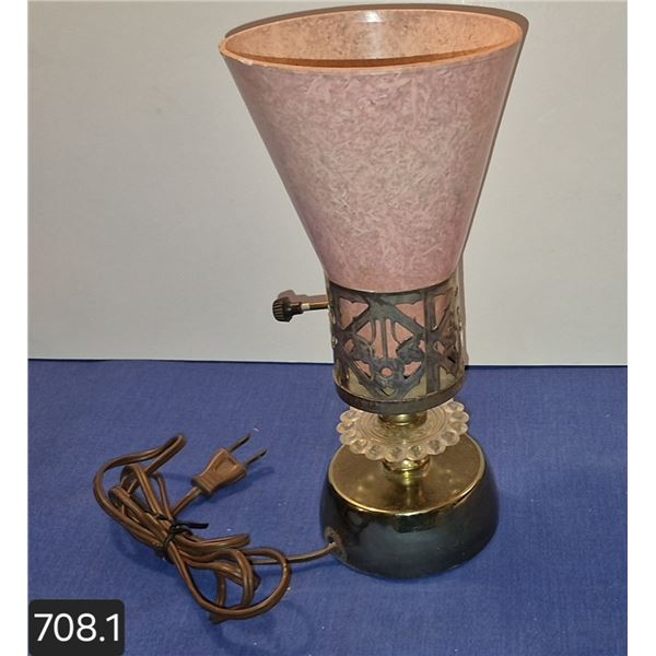 1950s MCM retro brass/fiberglass cone table lamp
