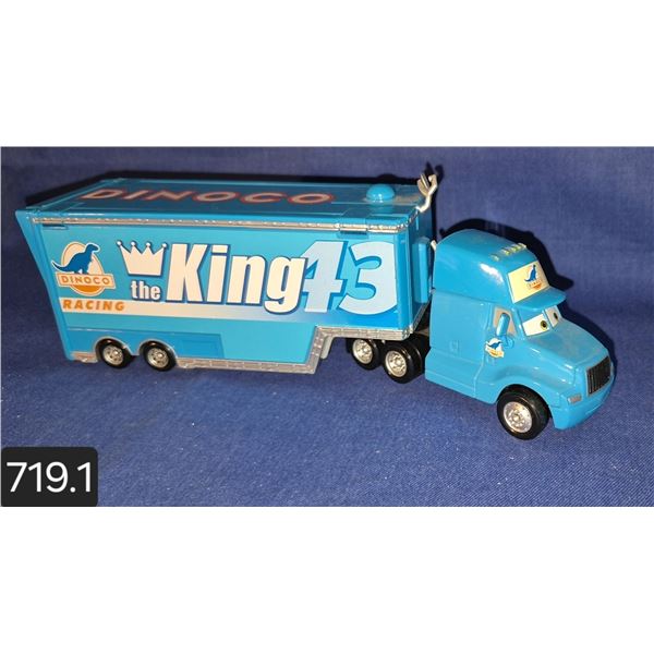 Disney Pixar semi with trailer, "Dinoco the King", 9 inches overall, rare!