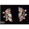 Image 1 : Pair of signed "Sherman" aurora borealis earings, Sworovski crystal