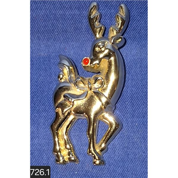 Rudolph the Red-Nosed Reindeer pin, red nose lights up! Battery operated, 3 inches