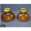 Image 1 : Set of 2 large brown pottery insulators, 7 inches across, 5 inches tall