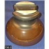 Image 2 : Set of 2 large brown pottery insulators, 7 inches across, 5 inches tall
