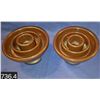 Image 4 : Set of 2 large brown pottery insulators, 7 inches across, 5 inches tall