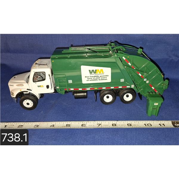 Large heavy diecast advertising garbage truck, very detailed, even has hydraulic hoses, near mint, 1