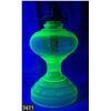 Image 1 : Uranium glass, green depression glass oil lamp, glows!