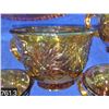Image 3 : Large marigold Indiana glass Harvest Grape pattern punch bowl set with cups, no damage